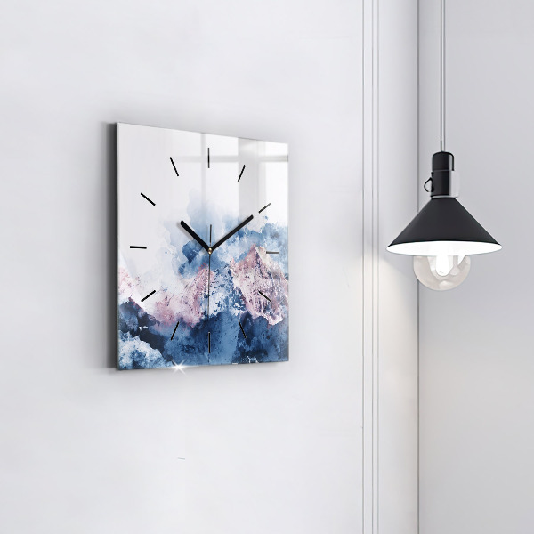 Square wall clock Abstract mountain ranges