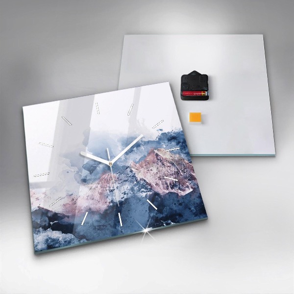 Square wall clock Abstract mountain ranges