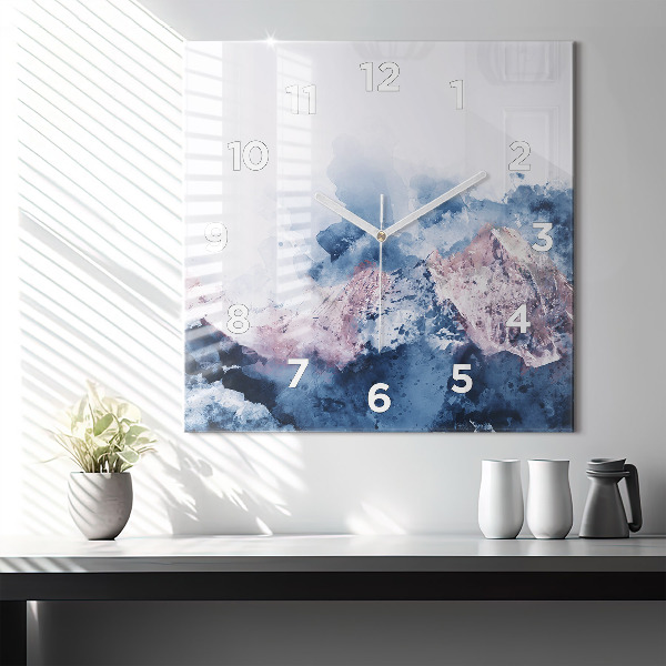 Square wall clock Abstract mountain ranges