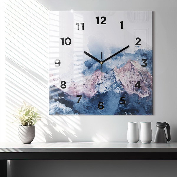 Square wall clock Abstract mountain ranges