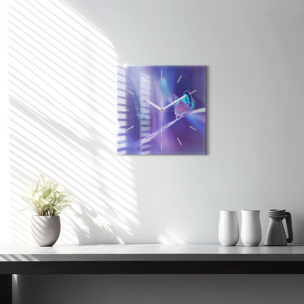 Square wall clock Butterfly on the grass
