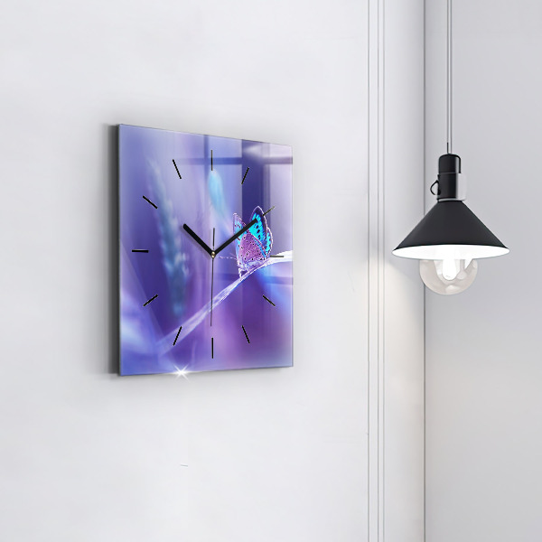 Square wall clock Butterfly on the grass
