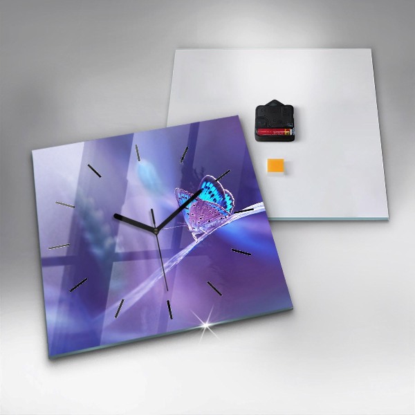 Square wall clock Butterfly on the grass