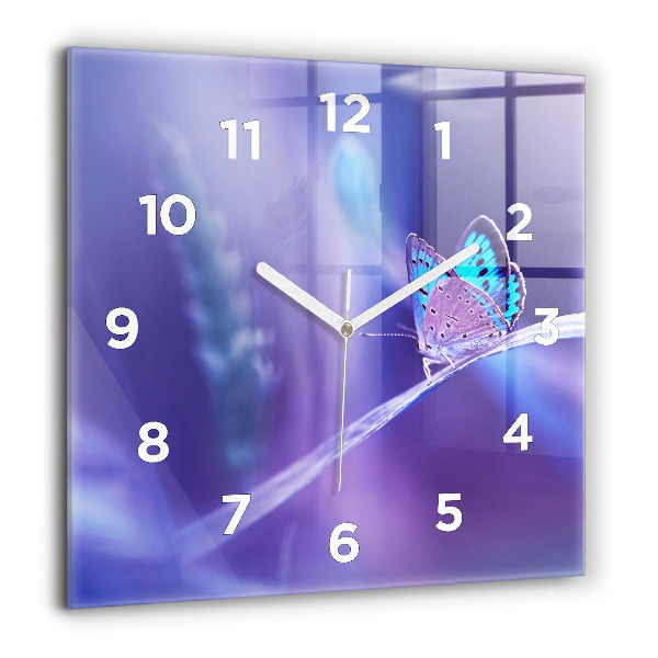 Square wall clock Butterfly on the grass
