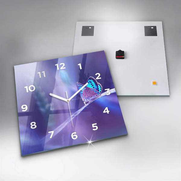 Square wall clock Butterfly on the grass