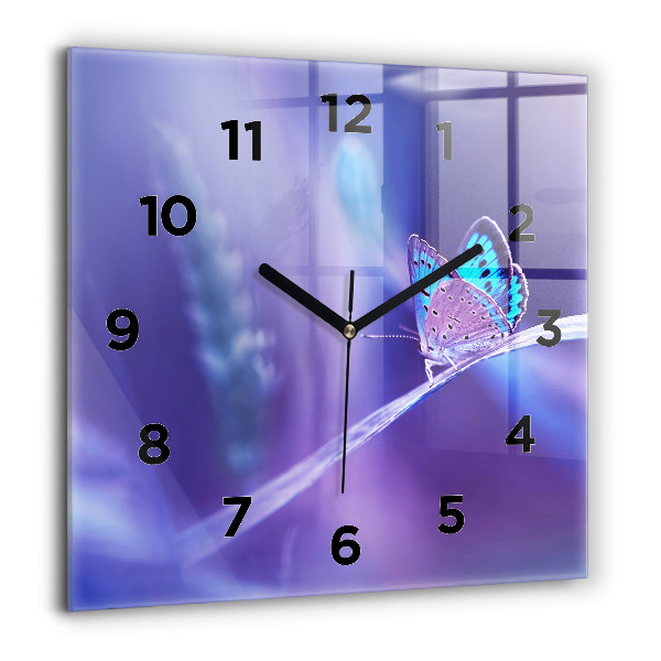 Square wall clock Butterfly on the grass
