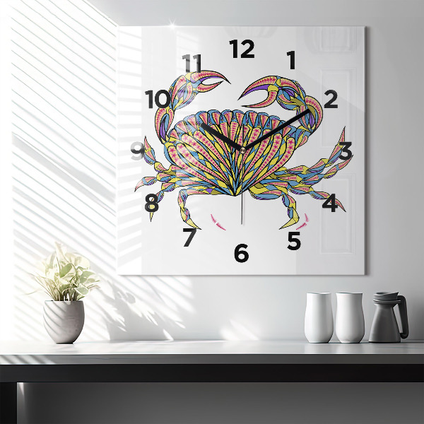 Square wall clock Ethnic crab