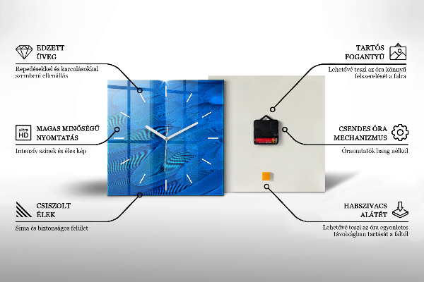 Square wall clock People with umbrellas