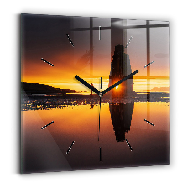 Square wall clock Runner and sunset