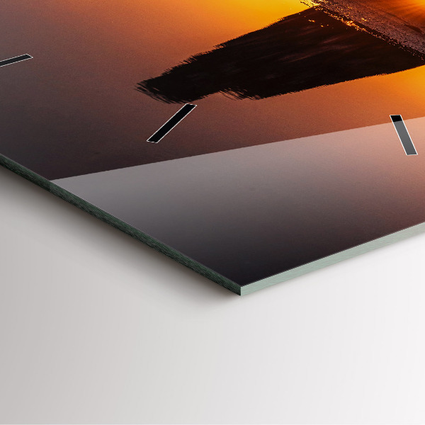 Square wall clock Runner and sunset