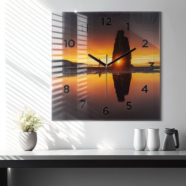 Square wall clock Runner and sunset