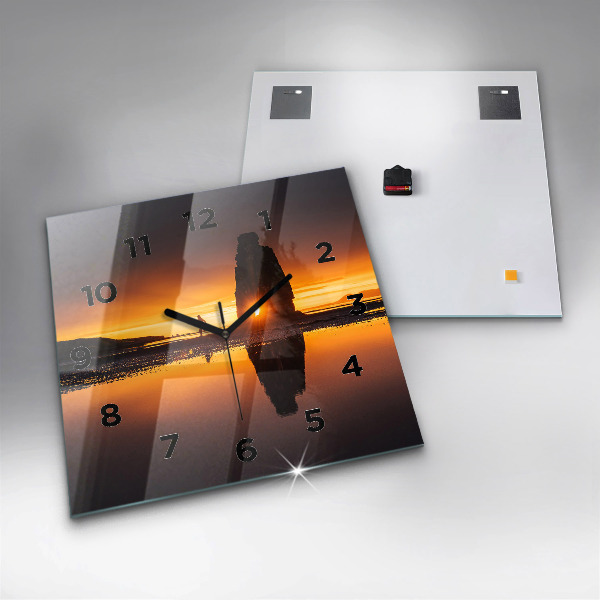 Square wall clock Runner and sunset