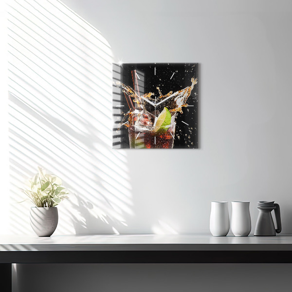 Square wall clock Drink with ice