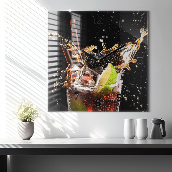 Square wall clock Drink with ice