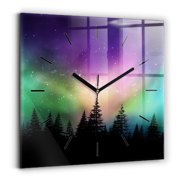 Square wall clock Northern lights