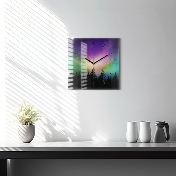 Square wall clock Northern lights