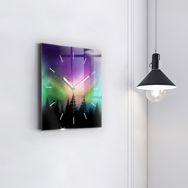 Square wall clock Northern lights