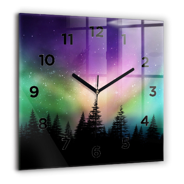 Square wall clock Northern lights
