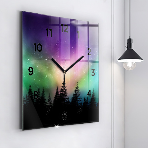 Square wall clock Northern lights