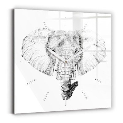 Square wall clock Graphic elephant head