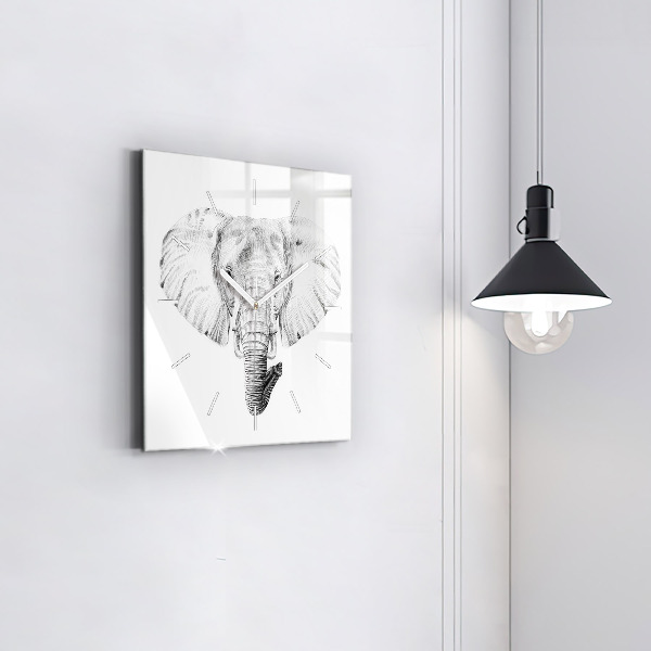 Square wall clock Graphic elephant head