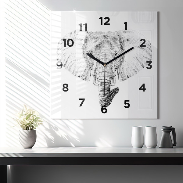 Square wall clock Graphic elephant head