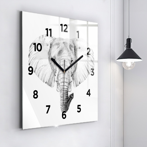 Square wall clock Graphic elephant head