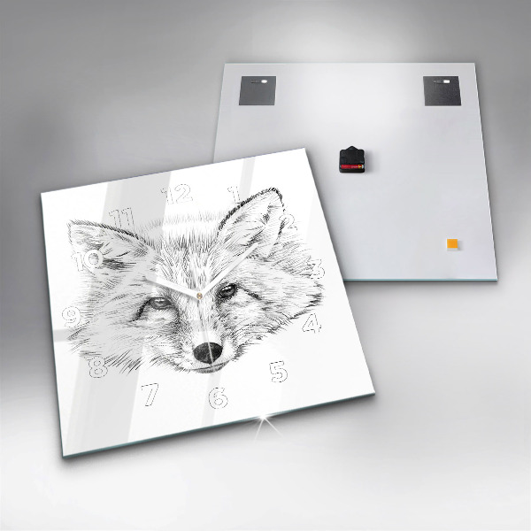 Square wall clock Graphic fox head