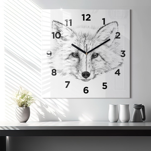 Square wall clock Graphic fox head