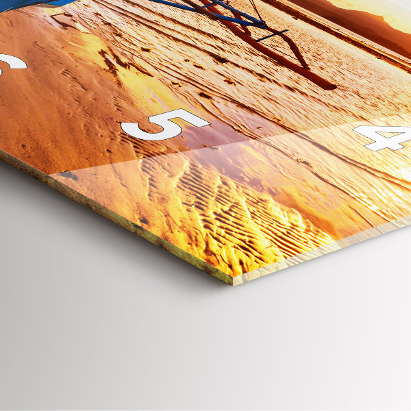 Square wall clock Boat and sunset