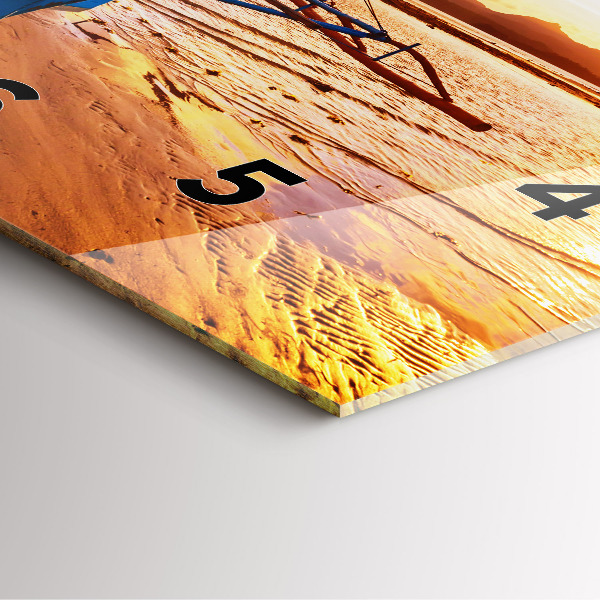 Square wall clock Boat and sunset