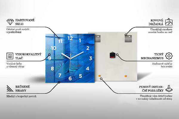 Square wall clock Modern art - spots