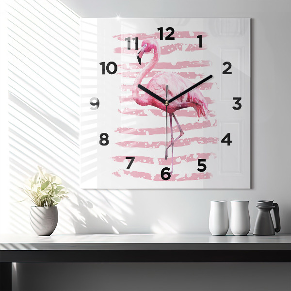 Square wall clock Flamingo Graphic