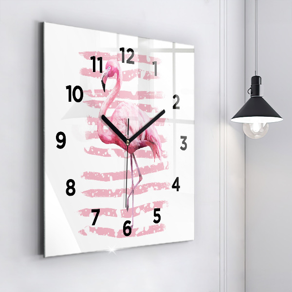 Square wall clock Flamingo Graphic