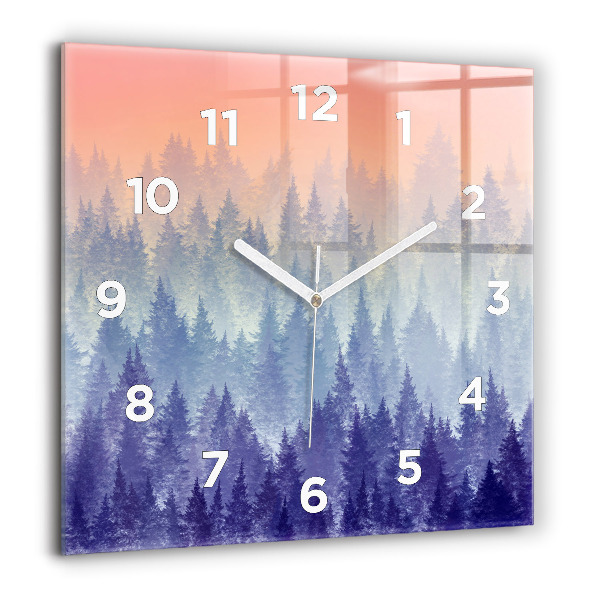 Square wall clock Forest in the fog
