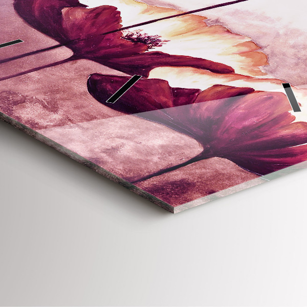 Square wall clock Blooming poppies