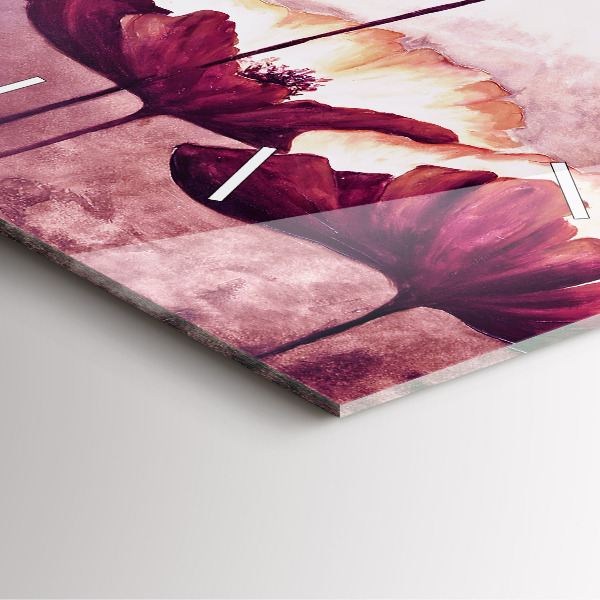 Square wall clock Blooming poppies