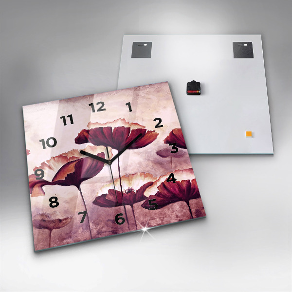 Square wall clock Blooming poppies
