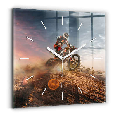 Square wall clock Man on a motorcycle