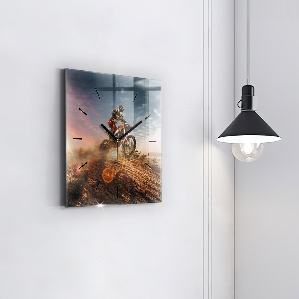 Square wall clock Man on a motorcycle