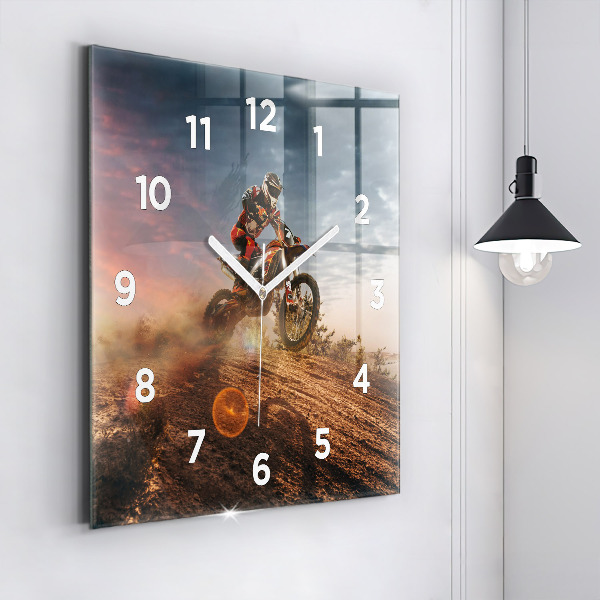 Square wall clock Man on a motorcycle