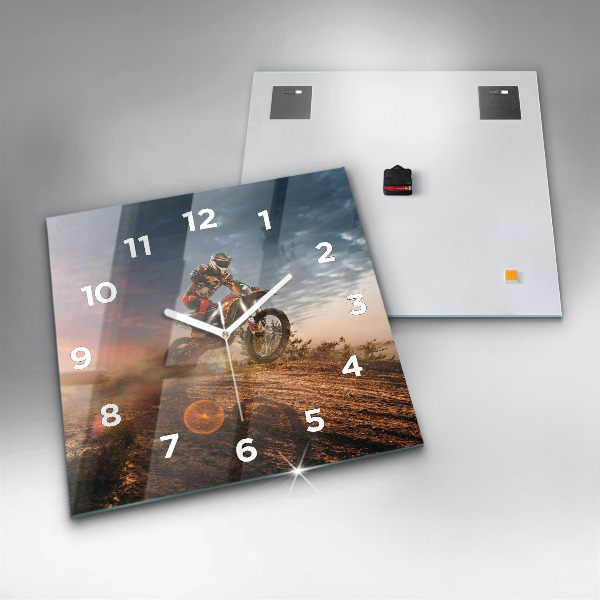 Square wall clock Man on a motorcycle