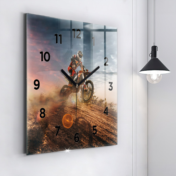Square wall clock Man on a motorcycle