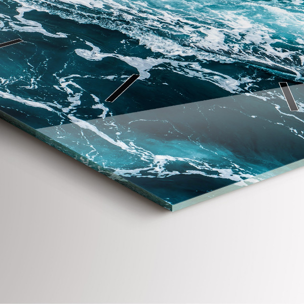 Square wall clock Swirling foamy waves