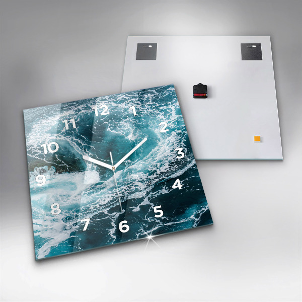 Square wall clock Swirling foamy waves