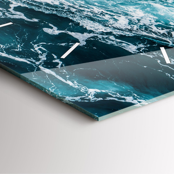 Square wall clock Swirling foamy waves