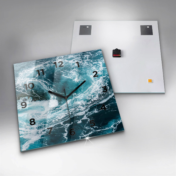 Square wall clock Swirling foamy waves