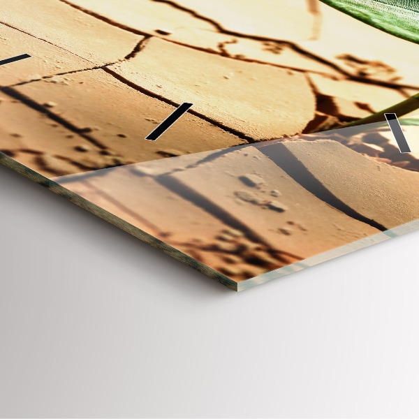 Square wall clock Plant in dry soil