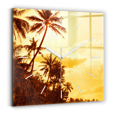 Square wall clock Sunny palm trees