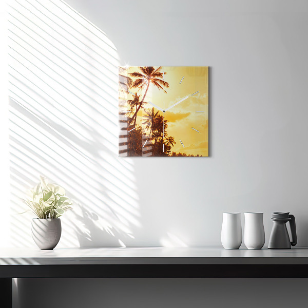 Square wall clock Sunny palm trees